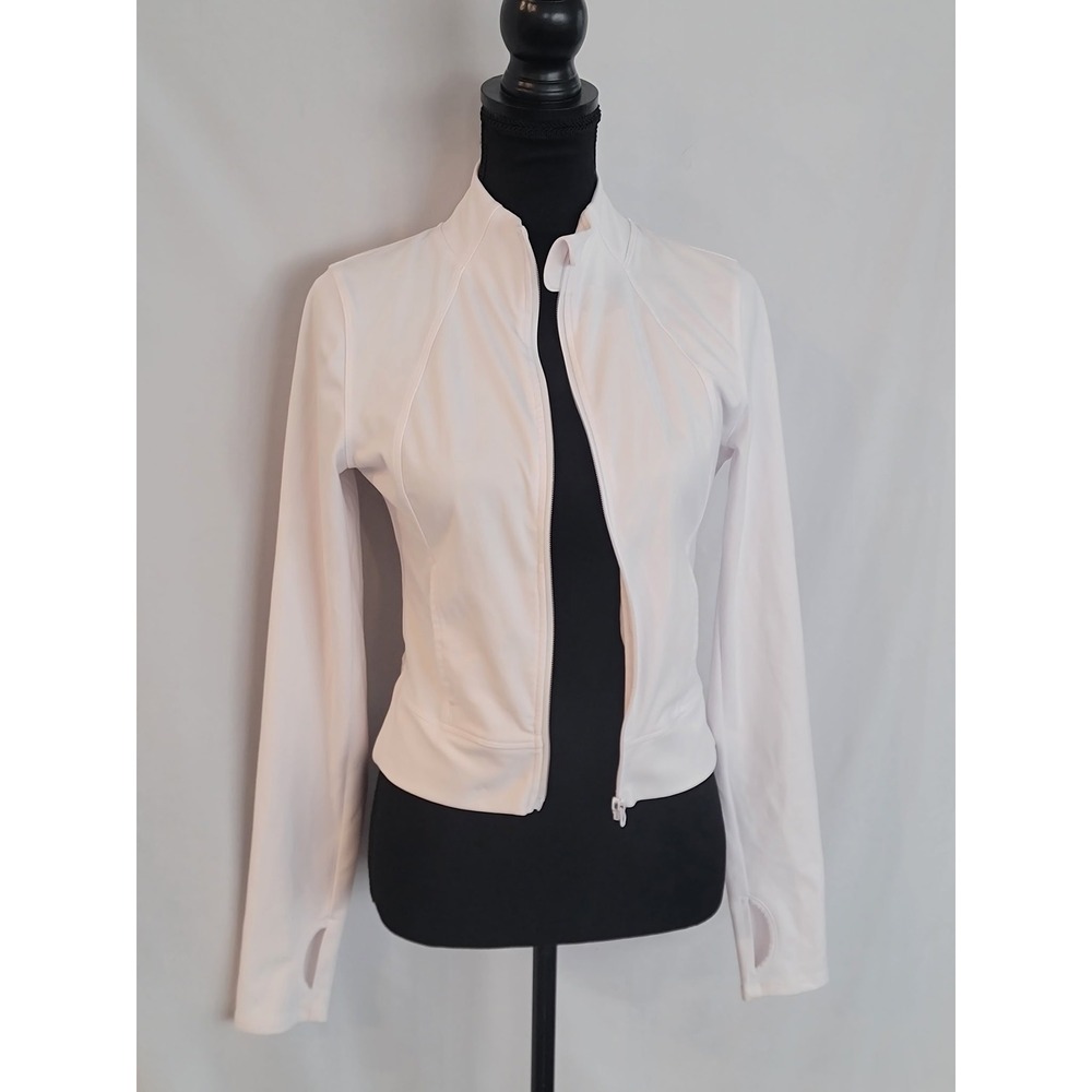 Yogalicious Lux Crosstrain Everyday Full Zip Jacket White Thumbholes Medium